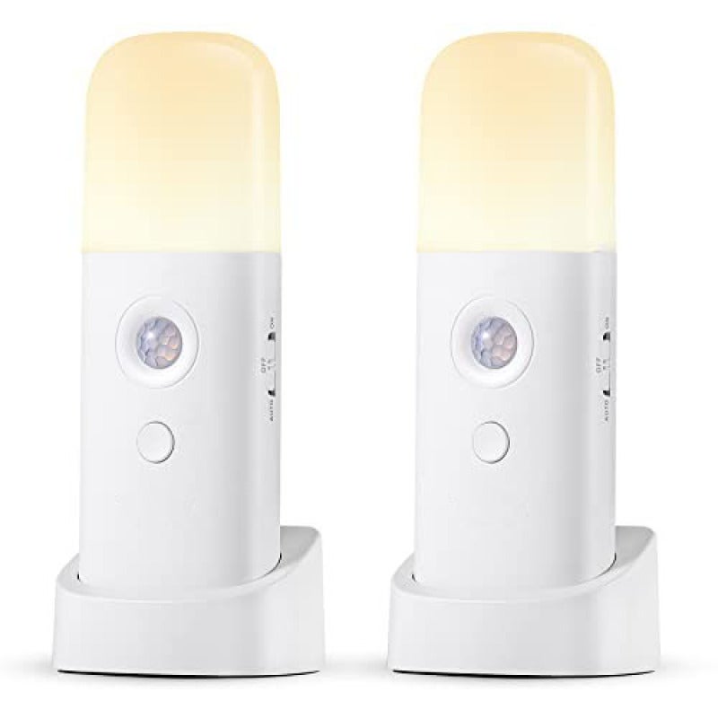 YELKO Motion Sensor Night Light Indoor, 2000mAh Battery Operated Lights, Rechargeable Motion Activated Nightlights,Cordless Dimmable LED Nursery Night Lights for Home(2Pack,Warm White) - Image 1