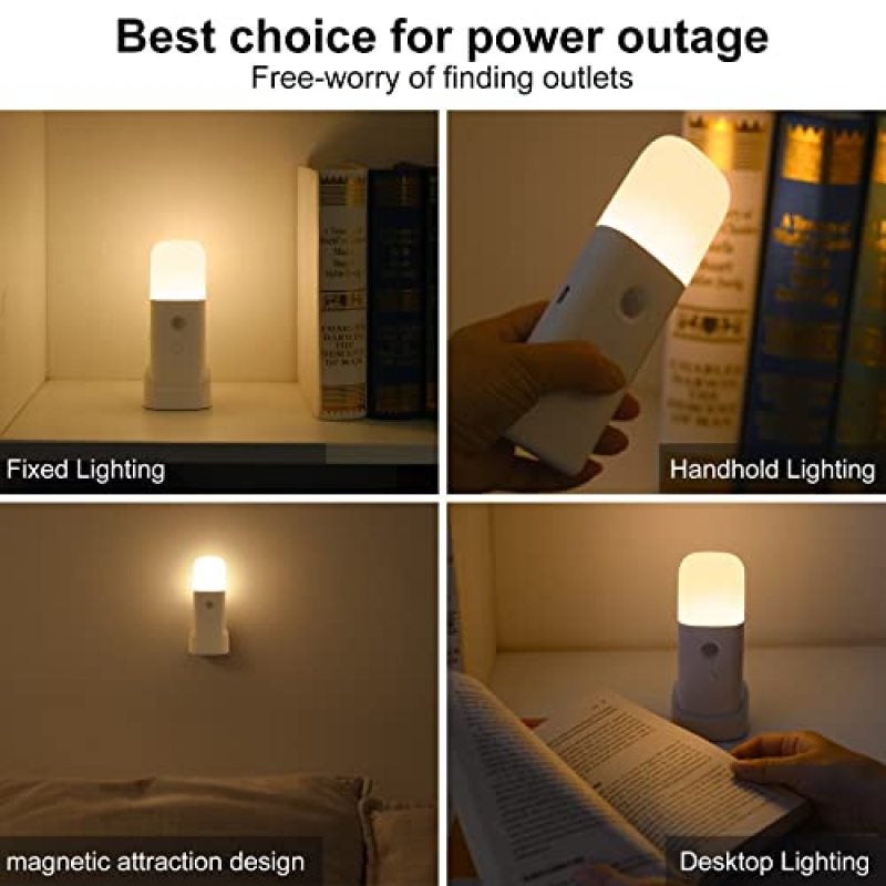 YELKO Motion Sensor Night Light Indoor, 2000mAh Battery Operated Lights, Rechargeable Motion Activated Nightlights,Cordless Dimmable LED Nursery Night Lights for Home(2Pack,Warm White) - Image 5