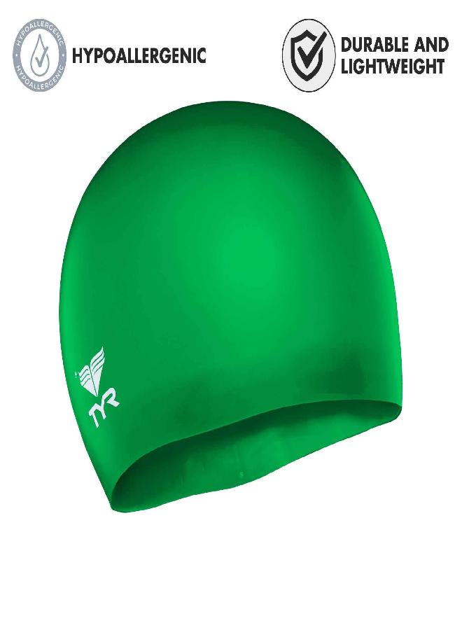 TYR Silicone Wrinkle-Free Youth Swim Cap for Kids, Young Athletes, and Smaller Sizes - Training, Recreational, Competition Swim Hat with a Durable Silicone Construction - Precision Fit - Apple Green - Image 5