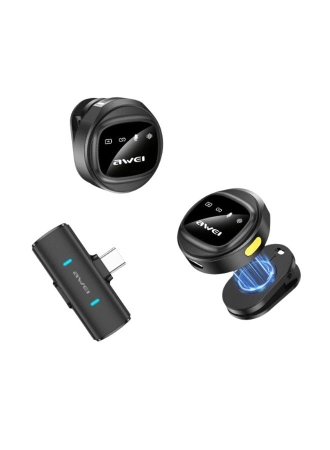 أوي ميكروفون لاسلكي مغناطيسي من نوع Awei MK3 مزود بميكروفون مزدوج - Image 1