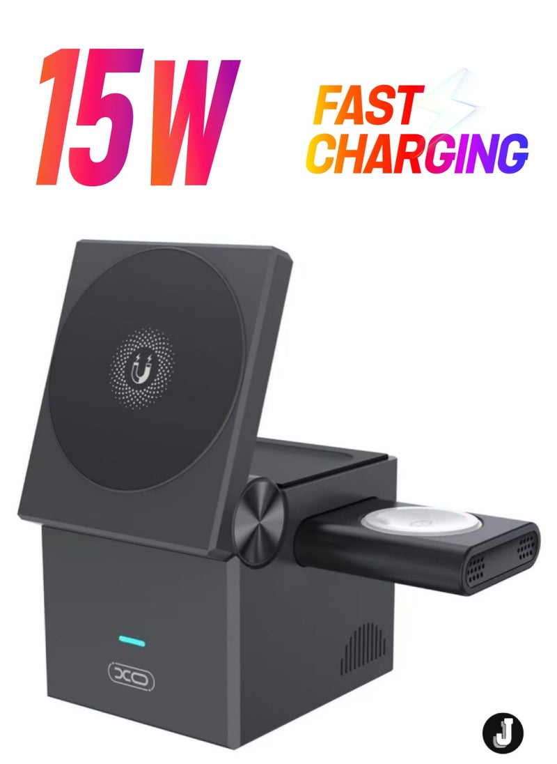 JAJEEK - "3-in-1 Cube with MagSafe - 15W Fast Charging Foldable Wireless Charger for iPhone, Apple Watch, and AirPods Pro" - Image 1