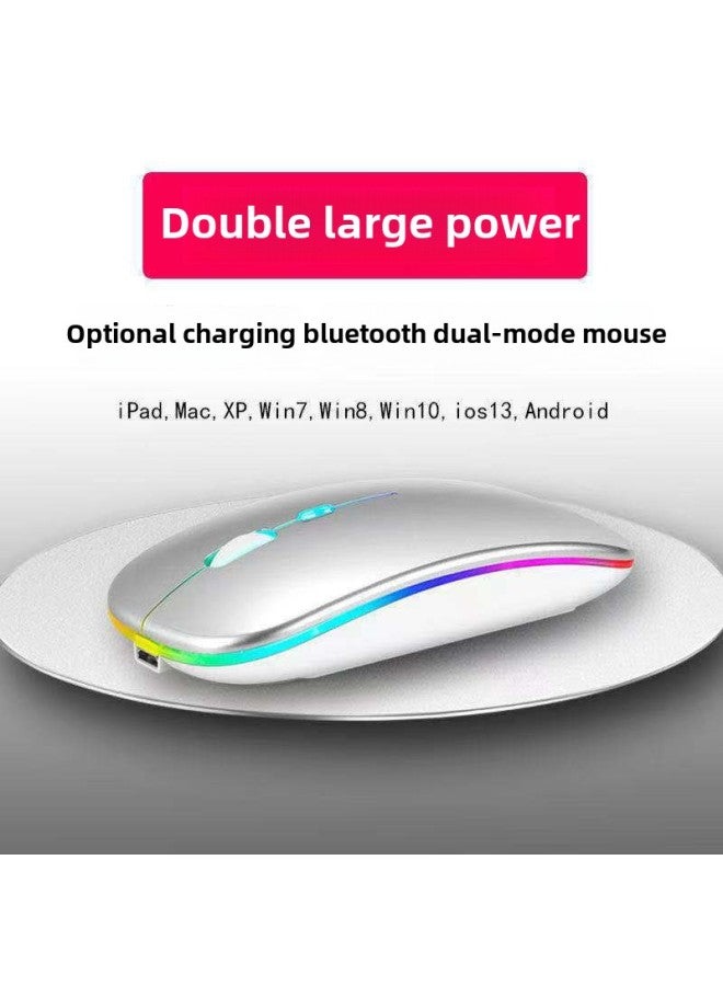 Bluetooth Dual-mode Wireless Mouse Charging Light-emitting Computer Notebook Office Mute Wireless Wireless Mouse-Color:221b Dual-mode Enhanced Version (local Gold) - Image 3