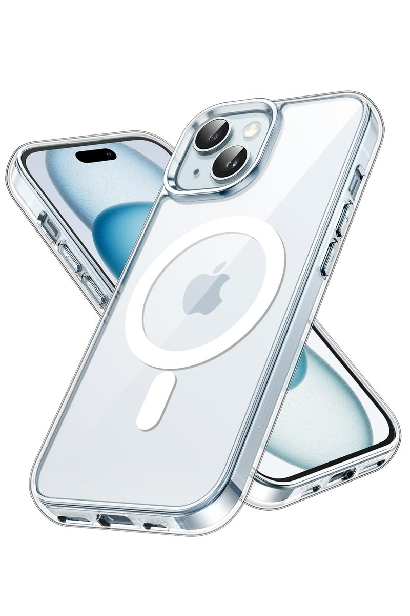 MIGOFAST Magnetic Clear Back Designed for iPhone 15 Plus Clear Phone Case Compatible with Magsafe, Slim Protective Cover - Image 1