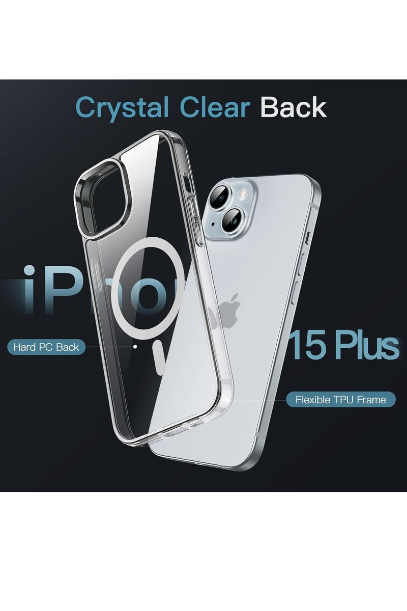 MIGOFAST Magnetic Clear Back Designed for iPhone 15 Plus Clear Phone Case Compatible with Magsafe, Slim Protective Cover - Image 3