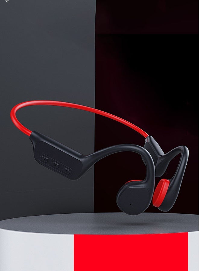 Open-ear Bluetooth sports and swimming headphones with wireless Bluetooth 5.4, MP3 player, 32GB built-in memory, fourth-generation ACa resonance chamber, IPX8 waterproof swimming headphones for secure fit and underwater listening, suitable for running and swimming (black and red) - Image 1