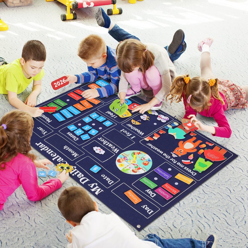 Coosilion My First Daily Calendar-Preschool Classroom Must Haves, Circle Time Learning Center, Days of the Week Chart for Toddlers Learning, Classroom Calendar for Kids, 3.3Ft Felt Board for Toddlers - Image 3