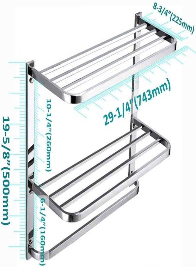 MINGFANITY Hotel Towel Racks for Bathroom Wall Mounted, SUS304 Stainless Steel 30 Inch Towel Shelf, 3-Tier Bathroom Towel Rack with Tower Bars,Polished Finish - Image 2