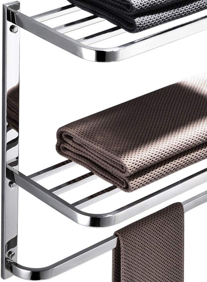 MINGFANITY Hotel Towel Racks for Bathroom Wall Mounted, SUS304 Stainless Steel 30 Inch Towel Shelf, 3-Tier Bathroom Towel Rack with Tower Bars,Polished Finish - Image 1