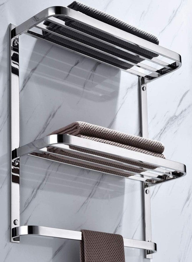 MINGFANITY Hotel Towel Racks for Bathroom Wall Mounted, SUS304 Stainless Steel 30 Inch Towel Shelf, 3-Tier Bathroom Towel Rack with Tower Bars,Polished Finish - Image 4