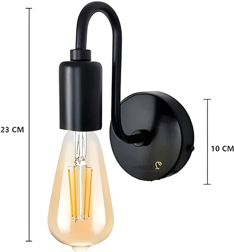 RBSK Metal Wall Light, Black, Modern Wall Lamp for Living Room, Bedroom, Home Decoration with E27 Bulb Holder (Without Bulb) - Image 5