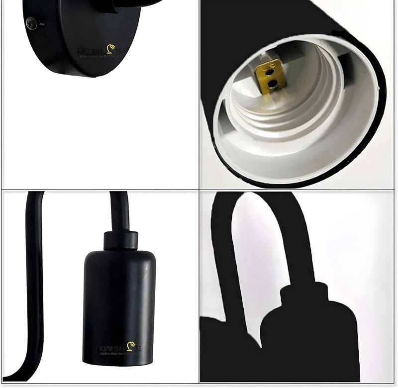 RBSK Metal Wall Light, Black, Modern Wall Lamp for Living Room, Bedroom, Home Decoration with E27 Bulb Holder (Without Bulb) - Image 4