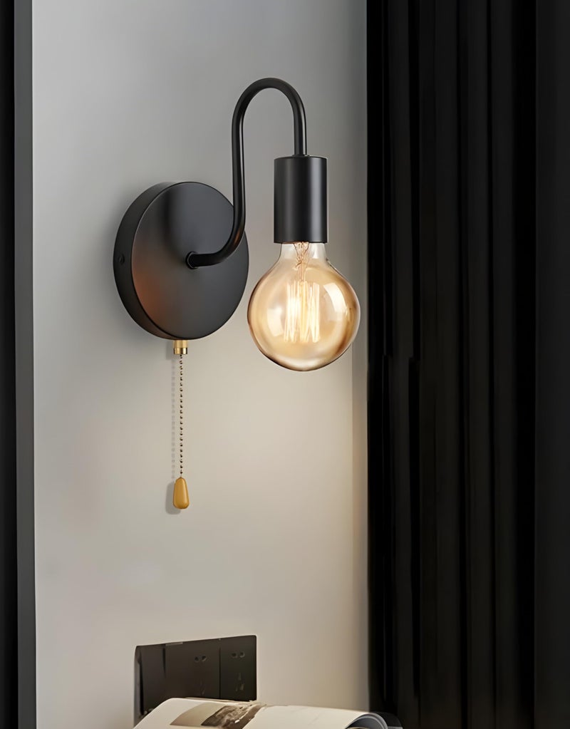 RBSK Metal Wall Light, Black, Modern Wall Lamp for Living Room, Bedroom, Home Decoration with E27 Bulb Holder (Without Bulb) - Image 1