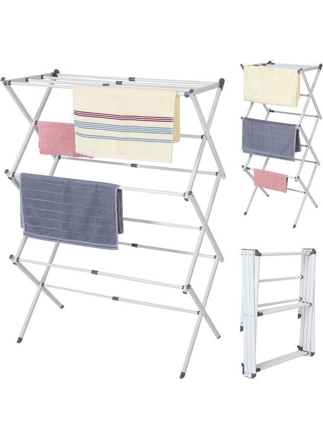 HOME CUBE Foldable Clothes Drying Stand - Expandable Metal Collapsible Towel Rack for Laundry - Space Saving Lightweight Drying Rack (White) - Image 2
