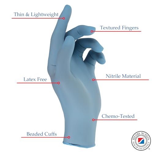 Henry Schein Criterion N300 Nitrile Exam Gloves – Medium, Ice Blue, 300/Box – Chemo Tested, Latex-Free, Chlorinated, Textured Fingers, 2.76 Mil Finger Thickness, Beaded Cuff, Non-Sterile, Disposable - Image 2
