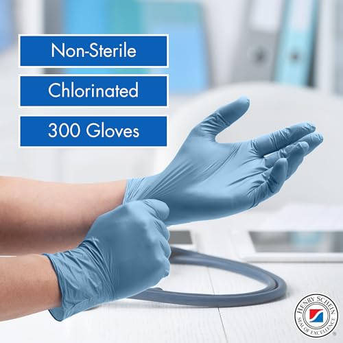 Henry Schein Criterion N300 Nitrile Exam Gloves – Medium, Ice Blue, 300/Box – Chemo Tested, Latex-Free, Chlorinated, Textured Fingers, 2.76 Mil Finger Thickness, Beaded Cuff, Non-Sterile, Disposable - Image 3