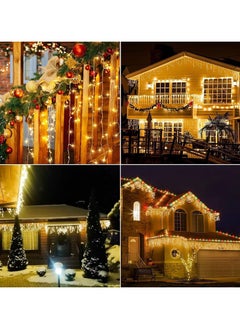 TAPIT Solar Icicle String Light Christmas Outdoor Decorations 16FT 256 LED 8 Mode Remote Curtain Light Solar Power Christmas Fairy Light for Christmas Halloween Thanksgiving Garden Party Wedding  - Image 2