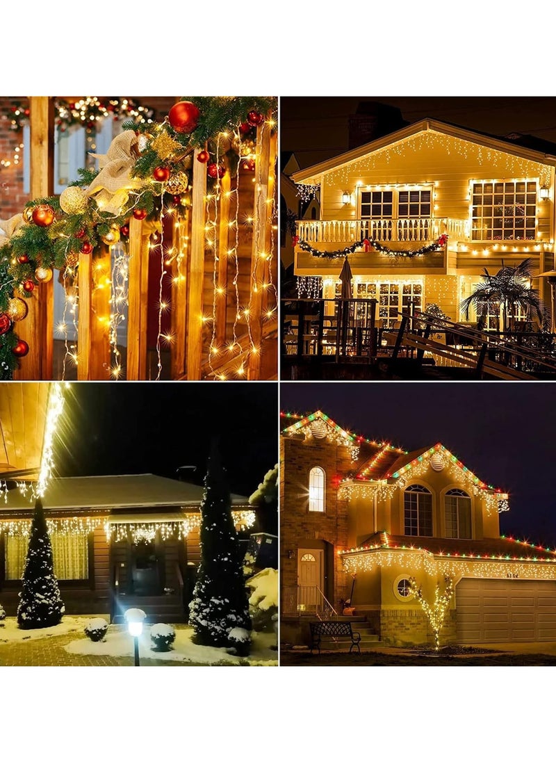 TAPIT Solar Icicle String Light Christmas Outdoor Decorations 16FT 256 LED 8 Mode Remote Curtain Light Solar Power Christmas Fairy Light for Christmas Halloween Thanksgiving Garden Party Wedding  - Image 2