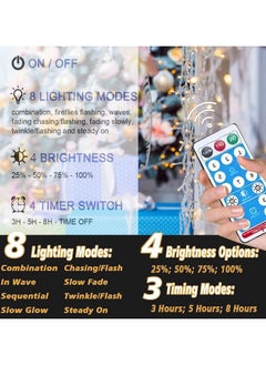 TAPIT Solar Icicle String Light Christmas Outdoor Decorations 16FT 256 LED 8 Mode Remote Curtain Light Solar Power Christmas Fairy Light for Christmas Halloween Thanksgiving Garden Party Wedding  - Image 3