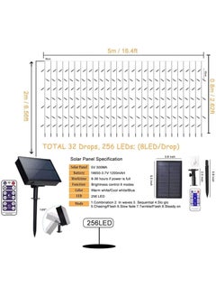 TAPIT Solar Icicle String Light Christmas Outdoor Decorations 16FT 256 LED 8 Mode Remote Curtain Light Solar Power Christmas Fairy Light for Christmas Halloween Thanksgiving Garden Party Wedding  - Image 4
