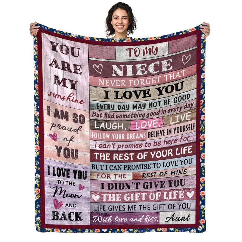 AJIIUSV Niece Gifts Blanket from Auntie Birthday Gifts for Niece Adult from Aunt to My Nieces Throw Blanket 50 x 60