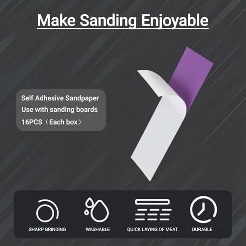 HUBEST 64pcs Self-Adhesive Fine Sandpaper Set – 1000/1200/1500/2000 Grit, PSA Sticky Back Sandpaper for Model Gundam Plastic Kits, Wet Dry Polishing Sheets for Hobby Finishing & Buffing - Image 3