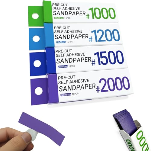HUBEST 64pcs Self-Adhesive Fine Sandpaper Set – 1000/1200/1500/2000 Grit, PSA Sticky Back Sandpaper for Model Gundam Plastic Kits, Wet Dry Polishing Sheets for Hobby Finishing & Buffing - Image 1