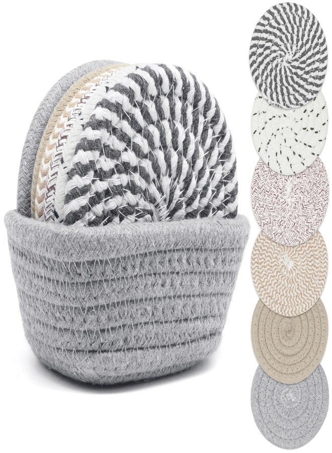 KITLAB Drink Coasters with Holder, Thick Woven Drinking Coasters for Kinds of Cups, Absorbent Coaster Sets for Tabletop Protection, Home Decor for Table, Coasters Set of 6 - Image 1