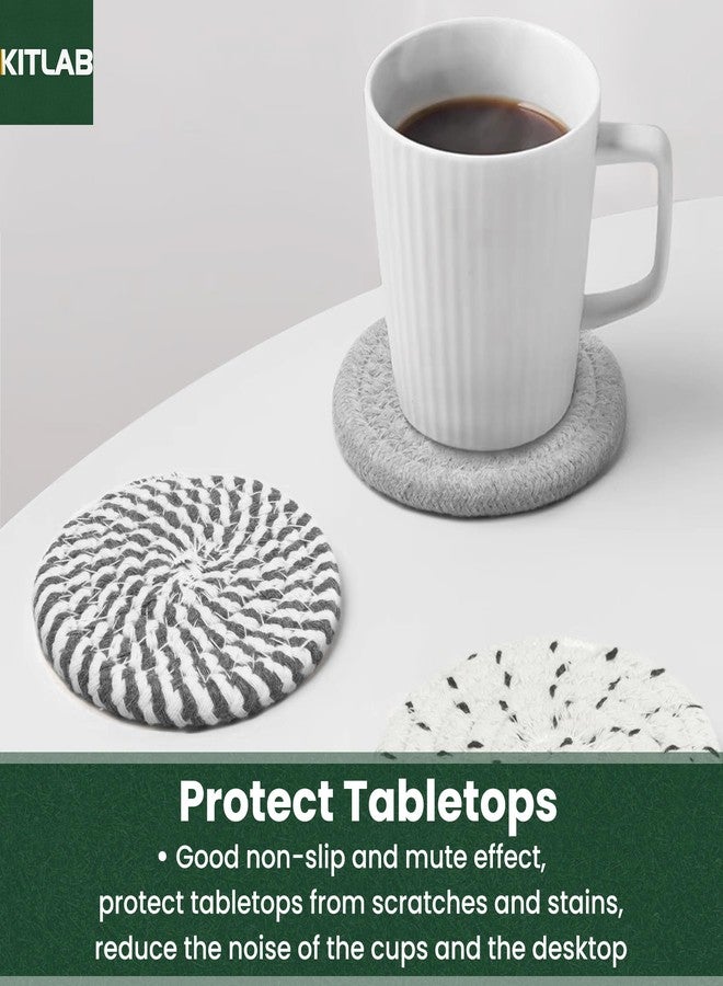 KITLAB Drink Coasters with Holder, Thick Woven Drinking Coasters for Kinds of Cups, Absorbent Coaster Sets for Tabletop Protection, Home Decor for Table, Coasters Set of 6 - Image 5
