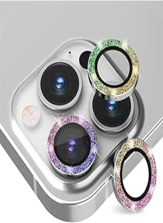 Suoman Suoman 3-Pack for iPhone 13 Pro 6.1 inch / 13 Pro Max 6.7 inch Camera Lens Protector, with iPhone 13 Pro Max/iPhone 13 Pro [Glitter diamonds] Camera Cover Circle Tempered Glass - Colorful 