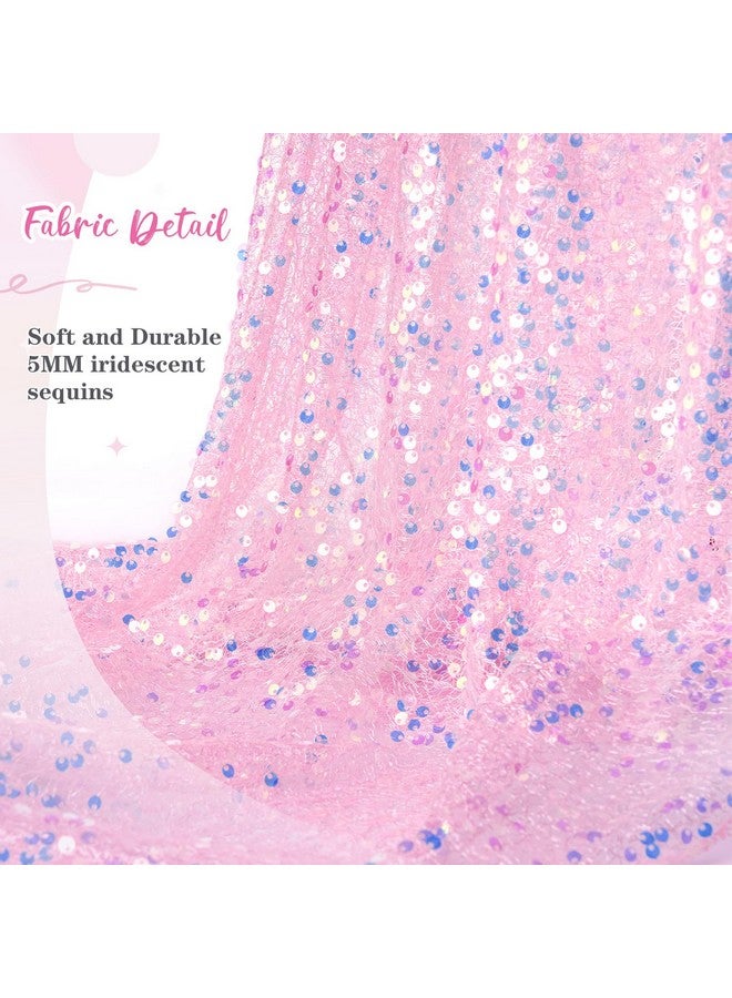 QueenDream Pink Table Runner 10FT Glitter Iridescent Sequin Table Runner 25x120 Inches for Bridal Baby Shower Girls Birthday Party Sweetheart Table Decorations - Image 3