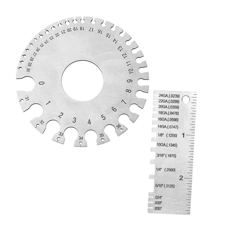 Stainless Steel Welding Gauge Dual Sided Thickness Measurement Tool 2pcs Set - Image 1