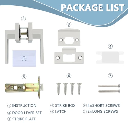 KAMOTA Privacy Door Levers, 10 Pack Satin Nickel Door Handles Bed and Bath Door Locks Interior Keyless Locksets, Left and Right Hand Reversible - Image 2