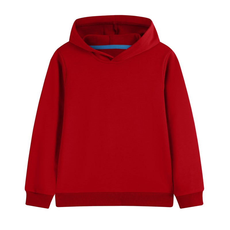 Phedrew Cotton Kids Hoodie Sweatshirt Midweight Long Sleeve Pullover Boys Girls Tops Clothes for Toddlers(Age 2-14) Red - Image 1