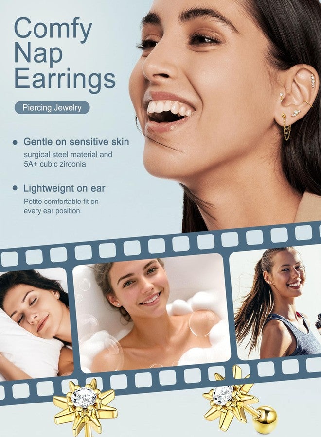 ORAZIO 16 Gauge Cartilage Earrings for Women-Hypoallergenic Surgical Stainless Steel Tragus Earring Threadless Flat Back Earrings Push in Nose Studs Rook Daith Conch Tragus Helix Piercing Jewelry G - Image 3