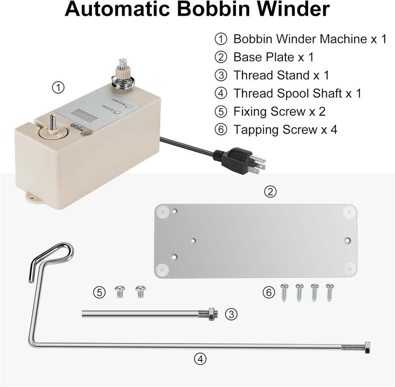 XBA Automatic Bobbin Winder for Sewing, Portable Bobbin Winder Machine Electrical Fast with Thread Guide, Spool Stand, Mounting Plate for Domestic and Industrial Sewing Machines - Image 2