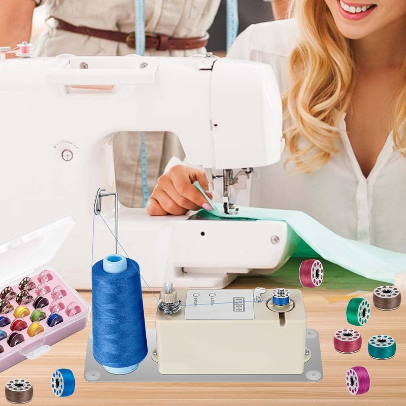 XBA Automatic Bobbin Winder for Sewing, Portable Bobbin Winder Machine Electrical Fast with Thread Guide, Spool Stand, Mounting Plate for Domestic and Industrial Sewing Machines - Image 5