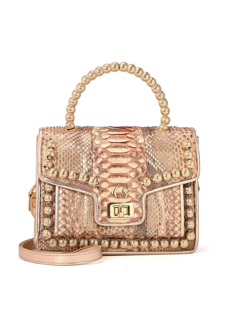 Carmen Steffens Crossbody Handbag Golden Glacé Python
