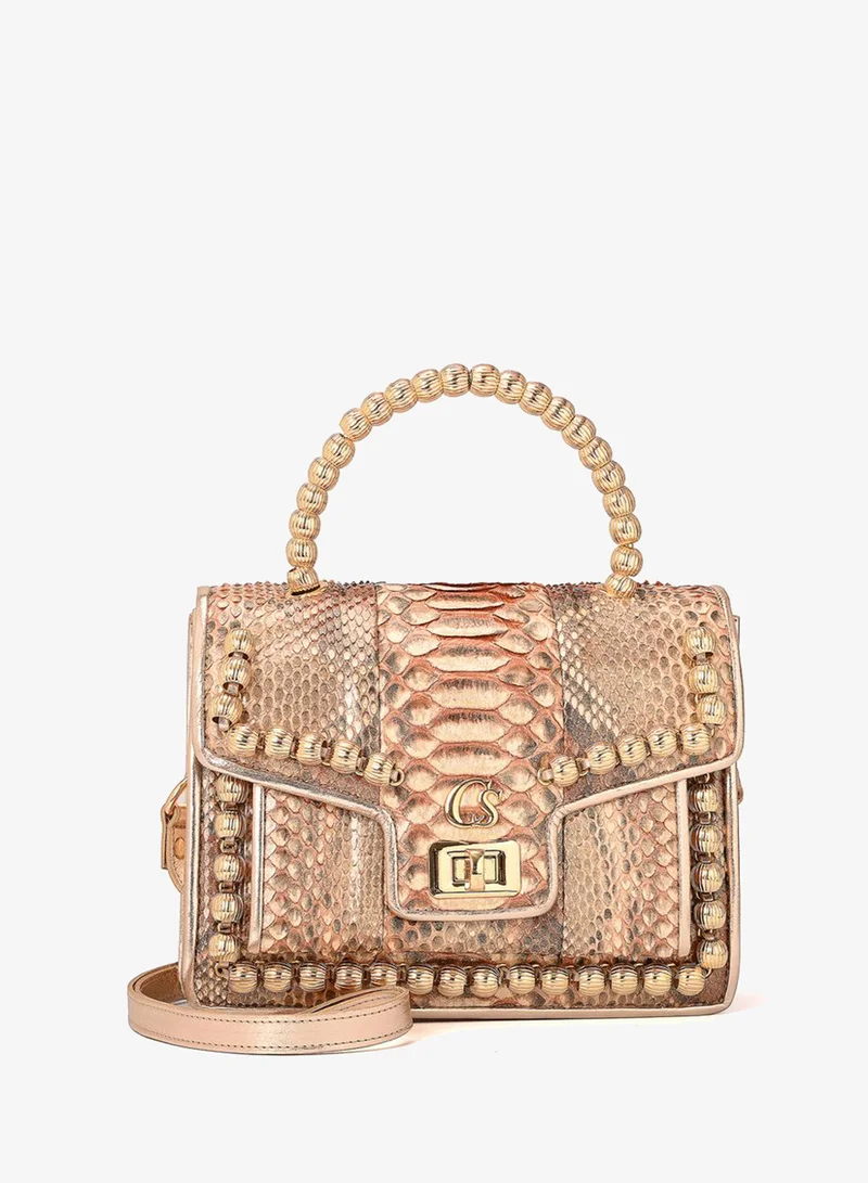 Carmen Steffens Crossbody Handbag Golden Glacé Python