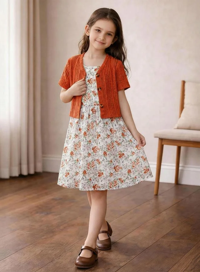 Take Two  Girls Floral Print Strappy Dress And Cardigan Set for Women | Best Price UAE