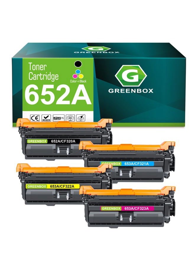 GREENBOX Compatible Toner Cartridge Replacement for HP 652A CF320A 653A CF321A CF322A CF323A for M651n M651dn M651xh M680z MFP M680dn M680f Printer (1 Black 1 Cyan 1 Magenta 1 Yellow) - Image 1