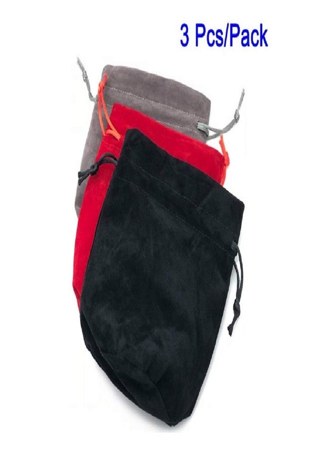 zmgmsmh Drawstring Dice Bag Chess bag small pouch hold chess pieces velvet Fabric Dice Pouch cosplay coin pouch Velvet Jewelry Bag Red/Grey/Black (3, Multicolor) - Image 5