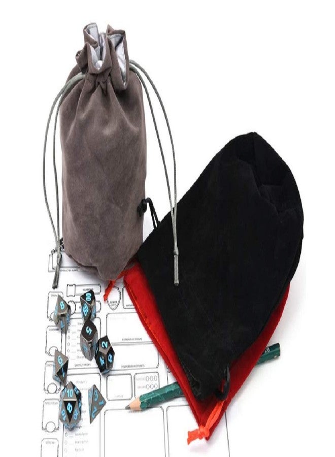 zmgmsmh Drawstring Dice Bag Chess bag small pouch hold chess pieces velvet Fabric Dice Pouch cosplay coin pouch Velvet Jewelry Bag Red/Grey/Black (3, Multicolor) - Image 3