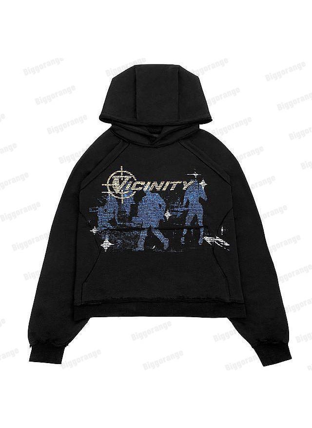 Generic - New Hiphop Green Zip Hoodie Men Urban Harajuku Anime Print Long Sleeve black fleece - Image 1