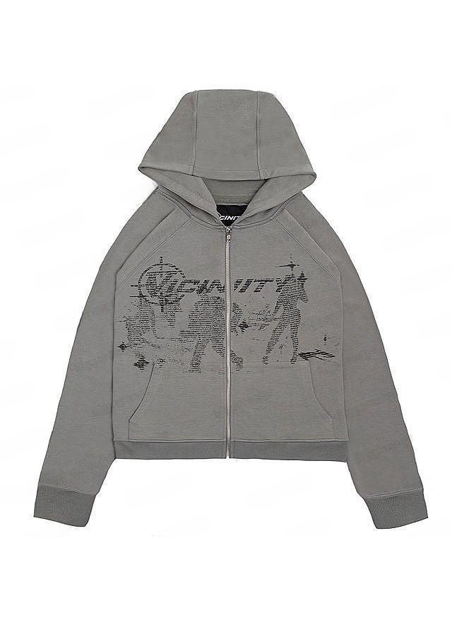 Generic - New Hiphop Green Zip Hoodie Men Urban Harajuku Anime Print Long Sleeve black fleece - Image 1