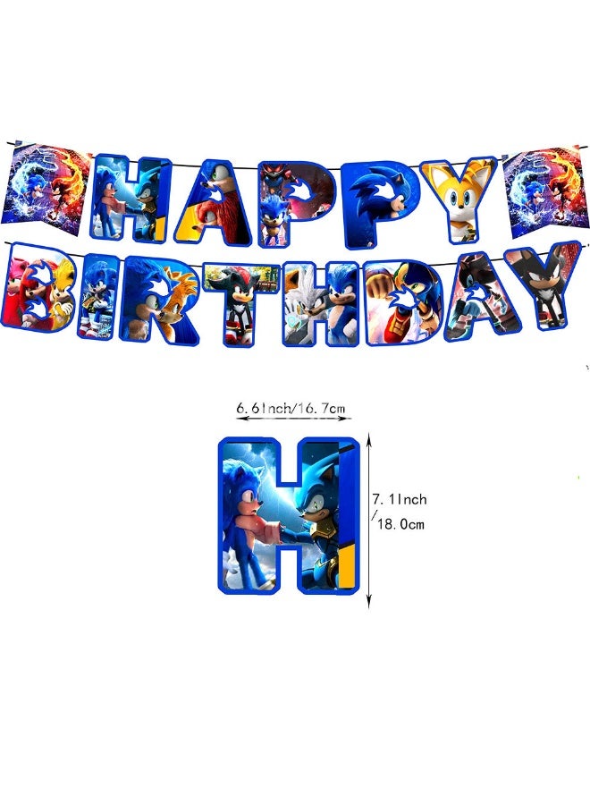 Sonic Birthday Party Supplies, Sonic Party Decorations Set - Sonic Birthday Decorations Banners Tablecloth & Sonic Balloons Cake Toppers and Other Sonic Party Supplies for Boys/Girls/Kids - Image 3