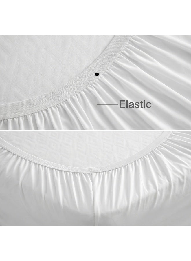 CAN Waterproof Bamboo Mattress Protector, Soft Breathable Cooling, Deep Pocket Fitted Sheet Style, Noiseless, for Kids, Pets and Adults (Single) - Image 2