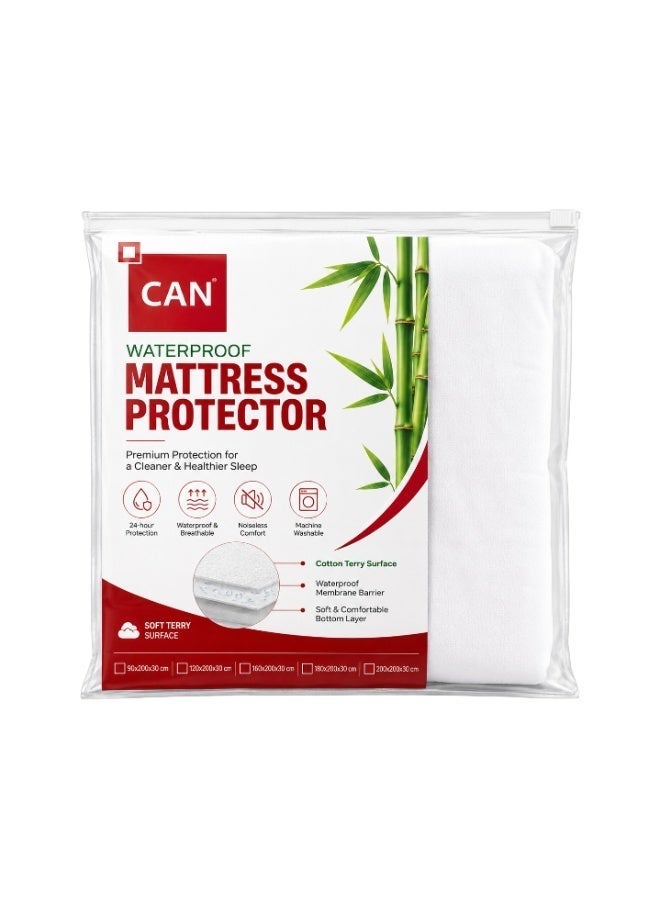 CAN Waterproof Bamboo Mattress Protector, Soft Breathable Cooling, Deep Pocket Fitted Sheet Style, Noiseless, for Kids, Pets and Adults (Single) - Image 1