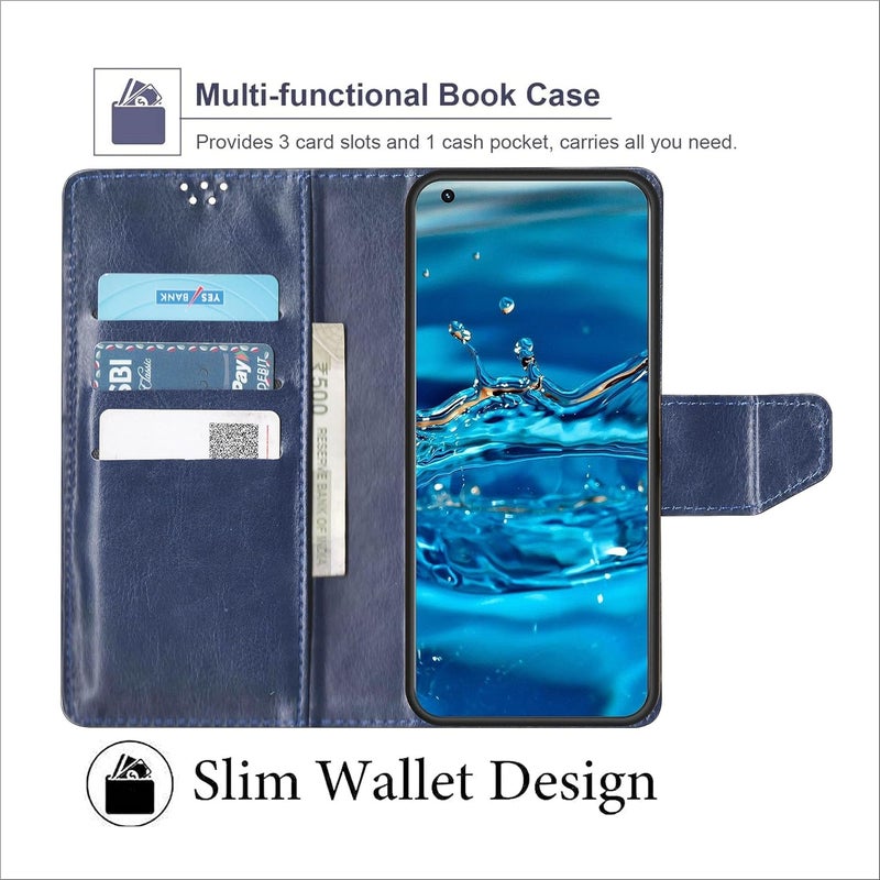 SBMS Flip Cover for Samsung Galaxy A17 5G / Samsung Galaxy F17 5G Back Cover Case with Magnatic Closure | Inbuilt Stand | Card & Money Pocket (Blue) - Image 4