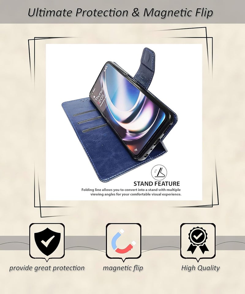 SBMS Flip Cover for Samsung Galaxy A17 5G / Samsung Galaxy F17 5G Back Cover Case with Magnatic Closure | Inbuilt Stand | Card & Money Pocket (Blue) - Image 3