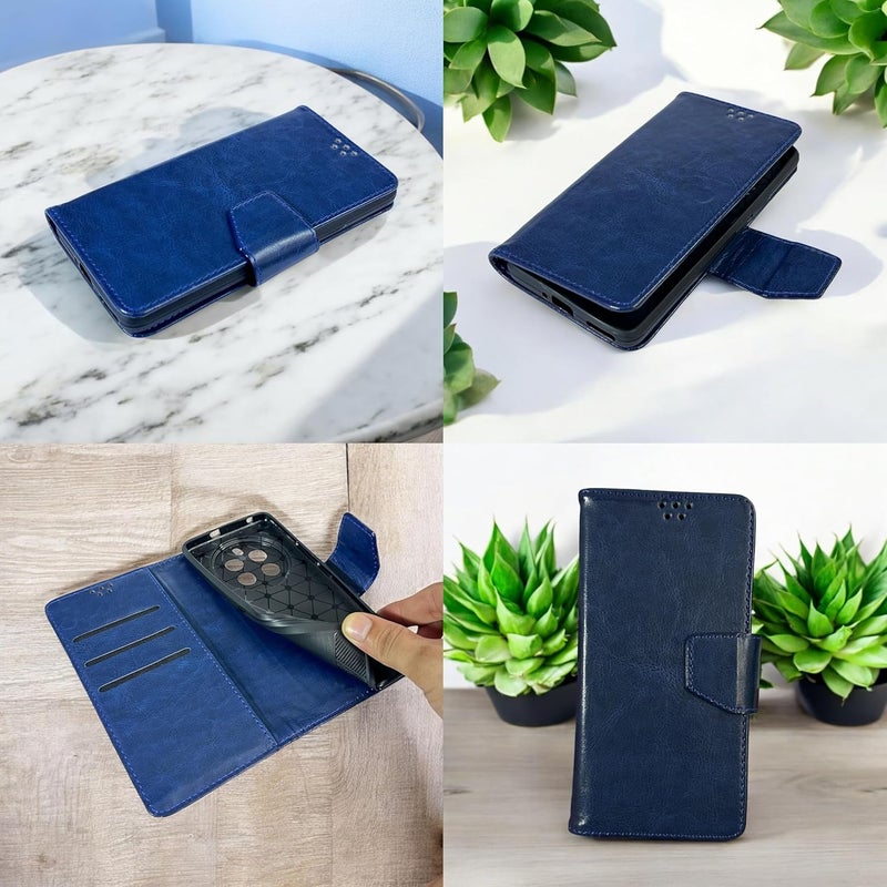 SBMS Flip Cover for Samsung Galaxy A17 5G / Samsung Galaxy F17 5G Back Cover Case with Magnatic Closure | Inbuilt Stand | Card & Money Pocket (Blue) - Image 5